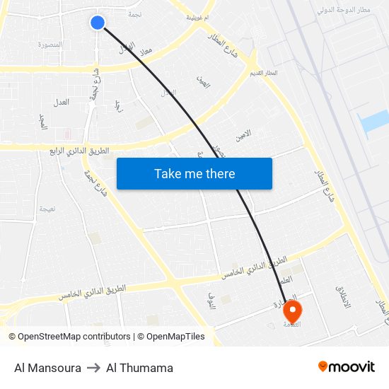 Al Mansoura to Al Thumama map