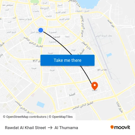 Rawdat Al Khail Street to Al Thumama map