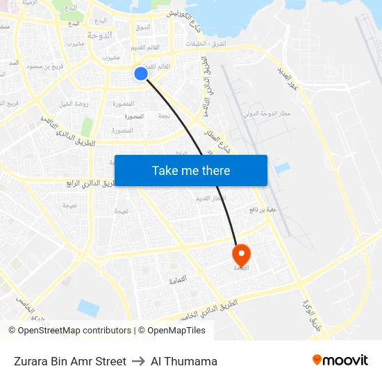 Zurara Bin Amr Street to Al Thumama map