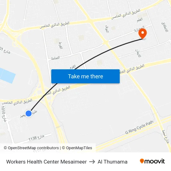 Workers Health Center Mesaimeer to Al Thumama map
