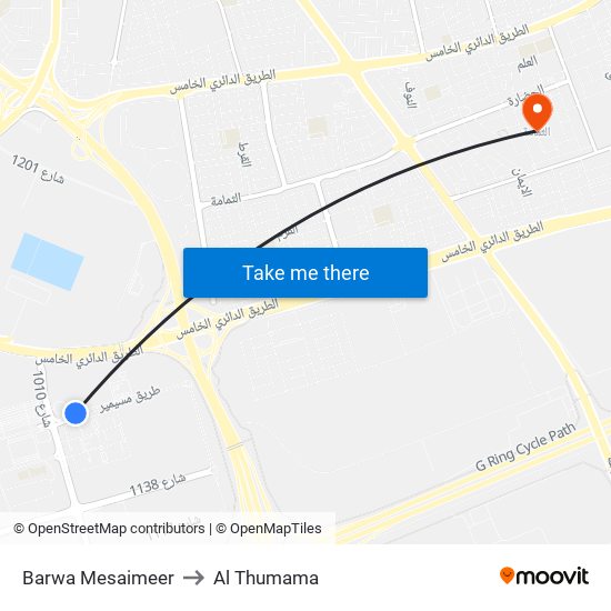 Barwa Mesaimeer to Al Thumama map