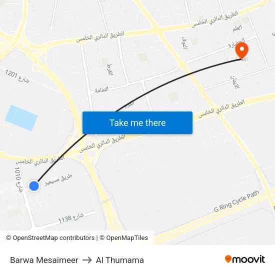 Barwa Mesaimeer to Al Thumama map