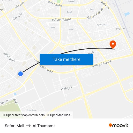Safari Mall to Al Thumama map