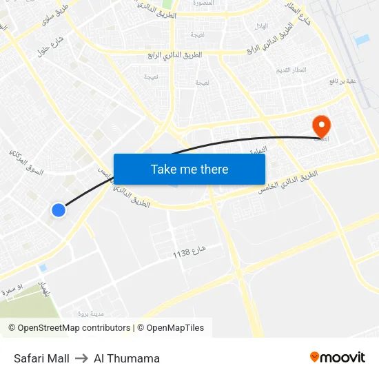 Safari Mall to Al Thumama map