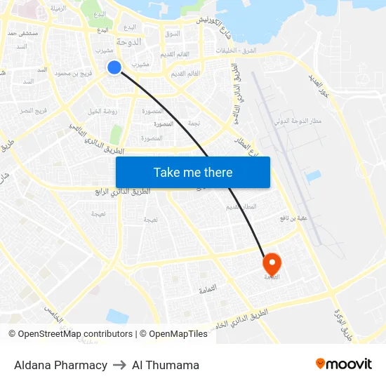 Aldana Pharmacy to Al Thumama map