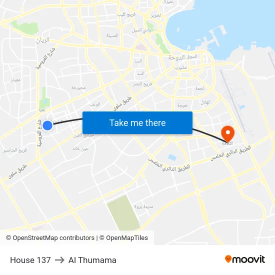 House 137 to Al Thumama map