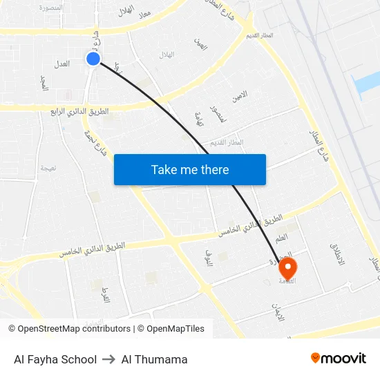 Al Fayha School to Al Thumama map