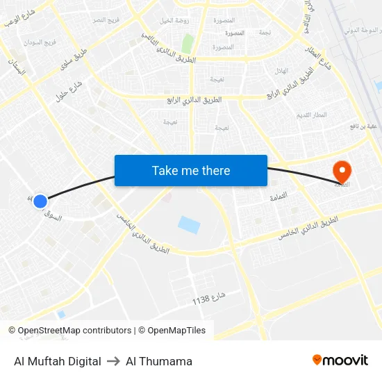 Al Muftah Digital to Al Thumama map