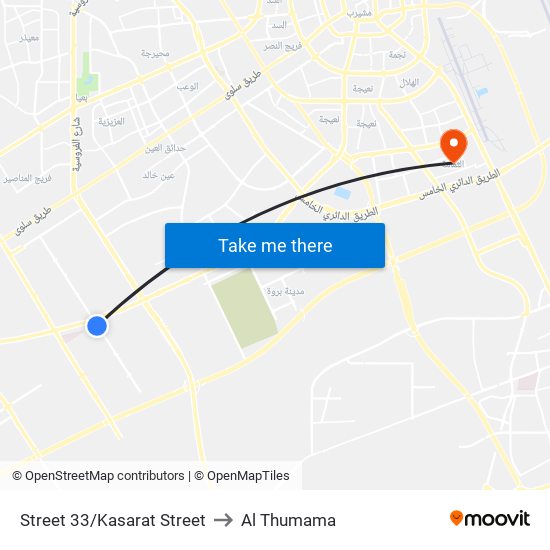 Street 33/Kasarat Street to Al Thumama map