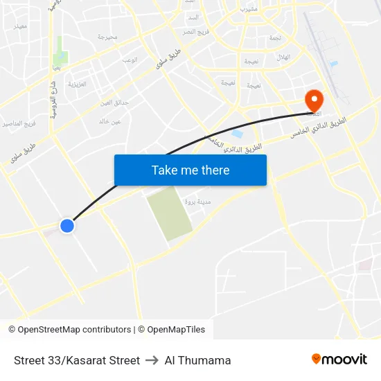 Street 33/Kasarat Street to Al Thumama map