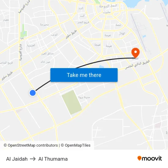 Al Jaidah to Al Thumama map