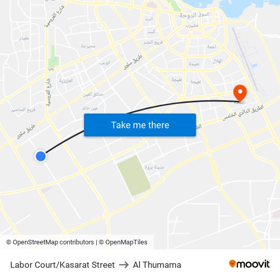 Labor Court/Kasarat Street to Al Thumama map