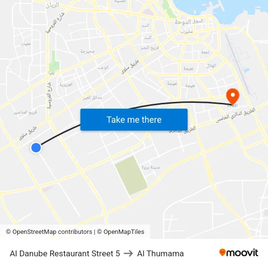 Al Danube Restaurant Street 5 to Al Thumama map