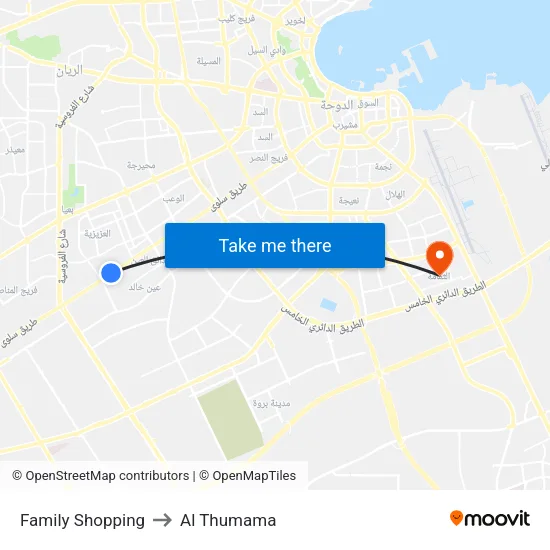 Family Shopping to Al Thumama map