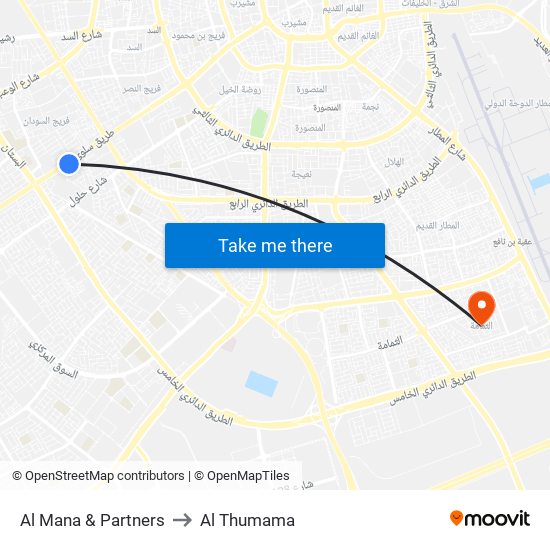 Al Mana & Partners to Al Thumama map