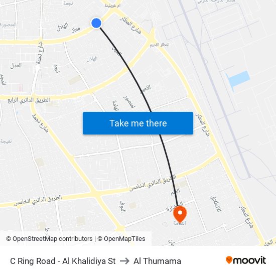 C Ring Road - Al Khalidiya St to Al Thumama map