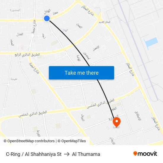 C-Ring / Al Shahhaniya St to Al Thumama map