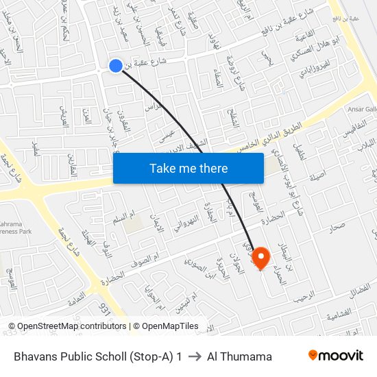 Bhavans Public Scholl (Stop-A) 1 to Al Thumama map