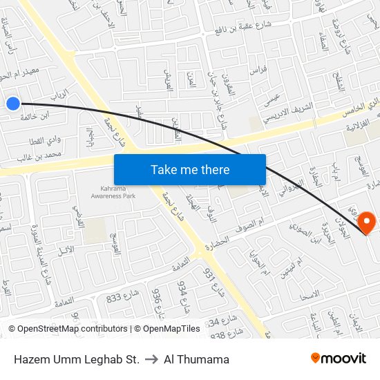 Hazem Umm Leghab St. to Al Thumama map