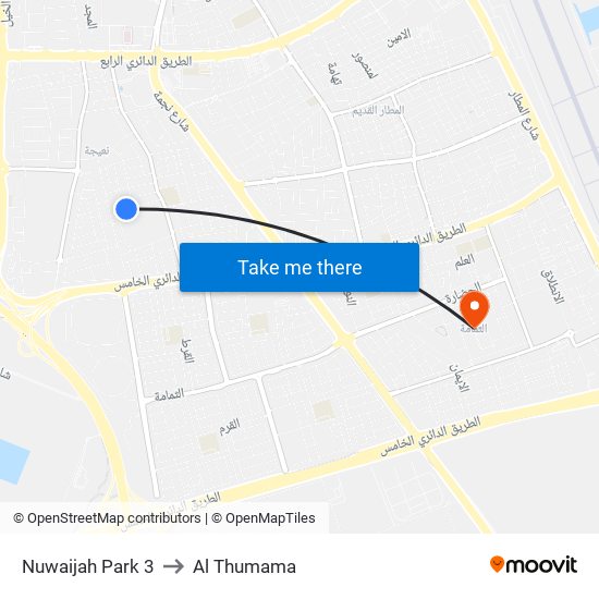 Nuwaijah Park 3 to Al Thumama map