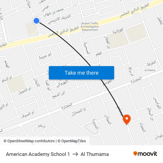 American Academy School 1 to Al Thumama map