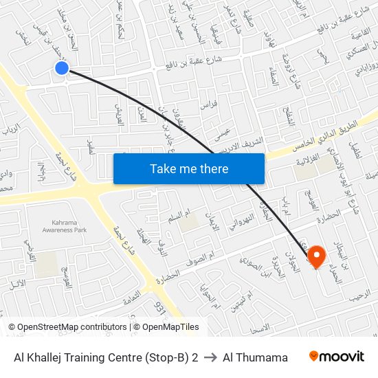 Al Khallej Training Centre (Stop-B) 2 to Al Thumama map