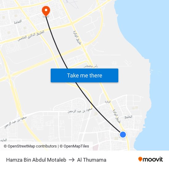 Hamza Bin Abdul Motaleb to Al Thumama map