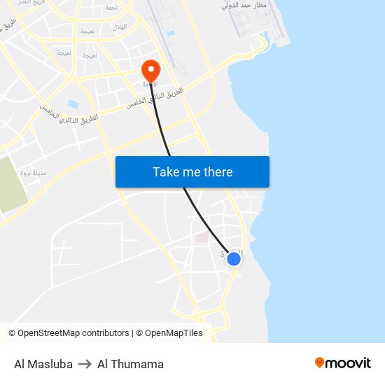 Al Masluba to Al Thumama map