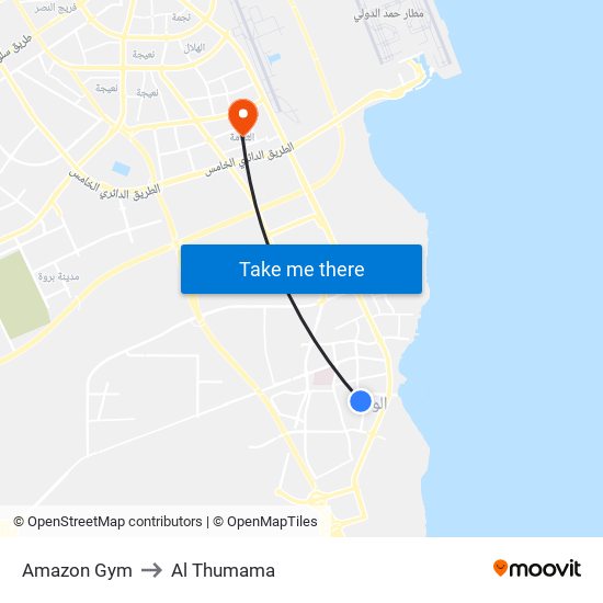 Amazon Gym to Al Thumama map