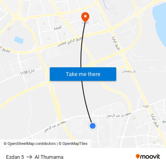 Ezdan 5 to Al Thumama map