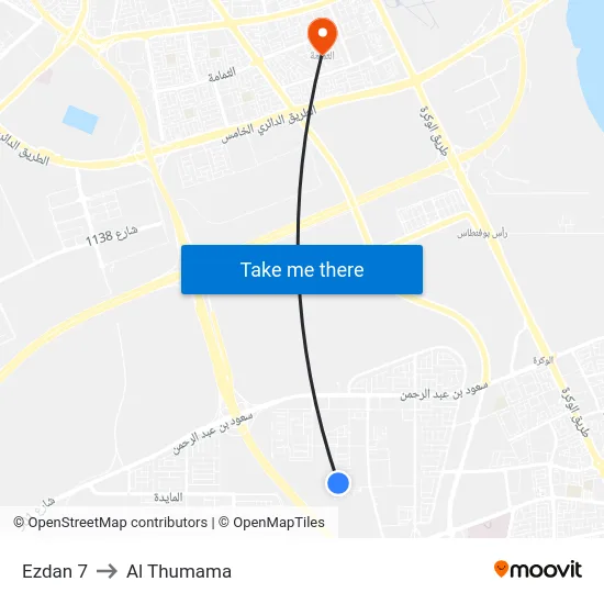 Ezdan 7 to Al Thumama map