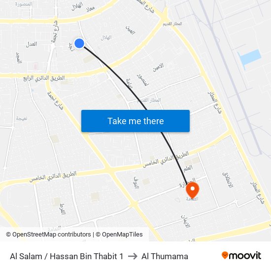 Al Salam / Hassan Bin Thabit 1 to Al Thumama map