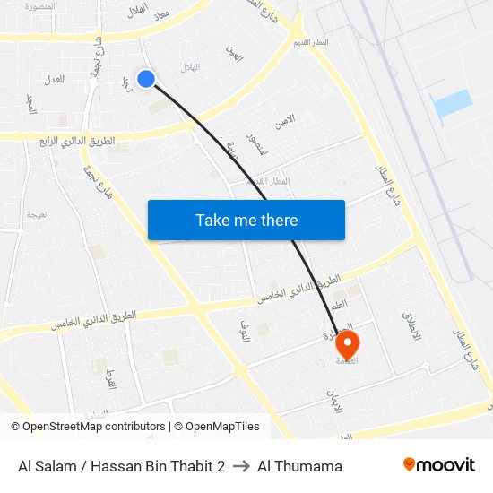 Al Salam / Hassan Bin Thabit 2 to Al Thumama map