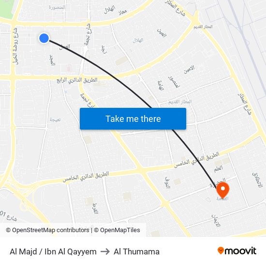 Al Majd / Ibn Al Qayyem to Al Thumama map
