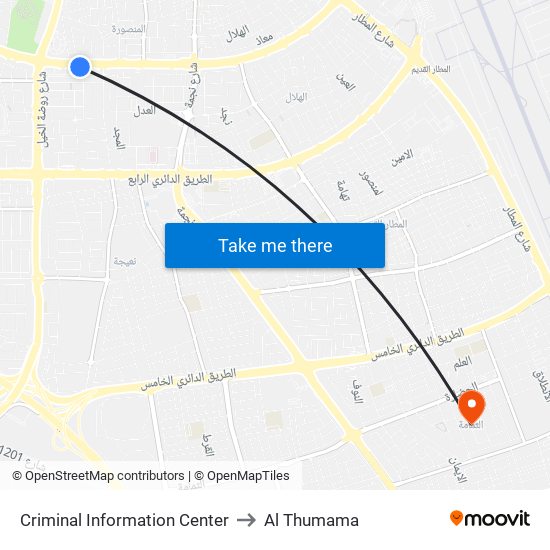 Criminal Information Center to Al Thumama map