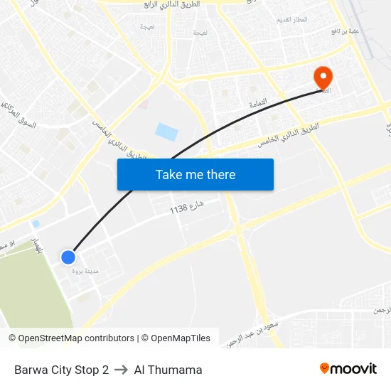 Barwa City Stop 2 to Al Thumama map