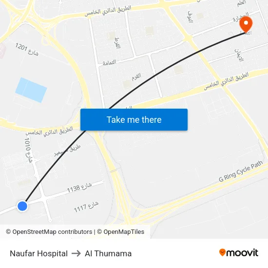 Naufar Hospital to Al Thumama map