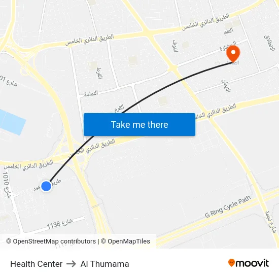 Health Center to Al Thumama map