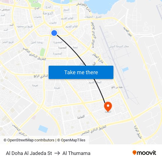 Al Doha Al Jadeda St to Al Thumama map