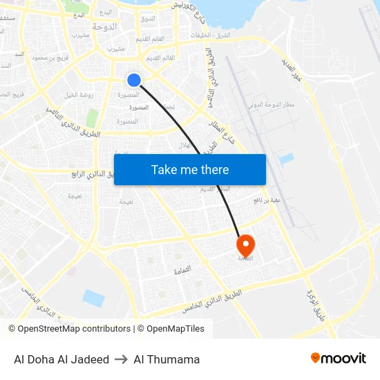 Al Doha Al Jadeed to Al Thumama map