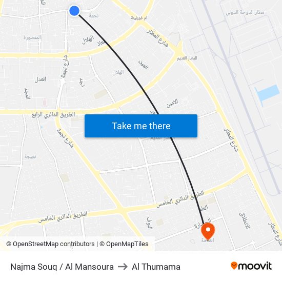 Najma Souq / Al Mansoura to Al Thumama map