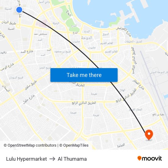 Lulu Hypermarket to Al Thumama map