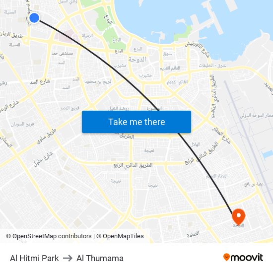 Al Hitmi Park to Al Thumama map