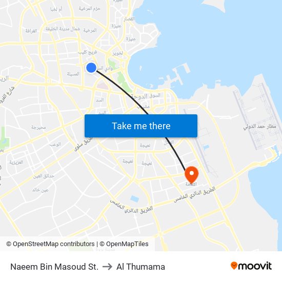 Naeem Bin Masoud St. to Al Thumama map