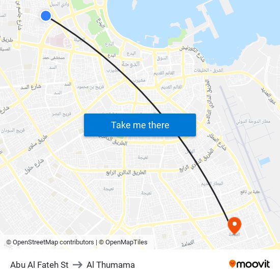 Abu Al Fateh St to Al Thumama map