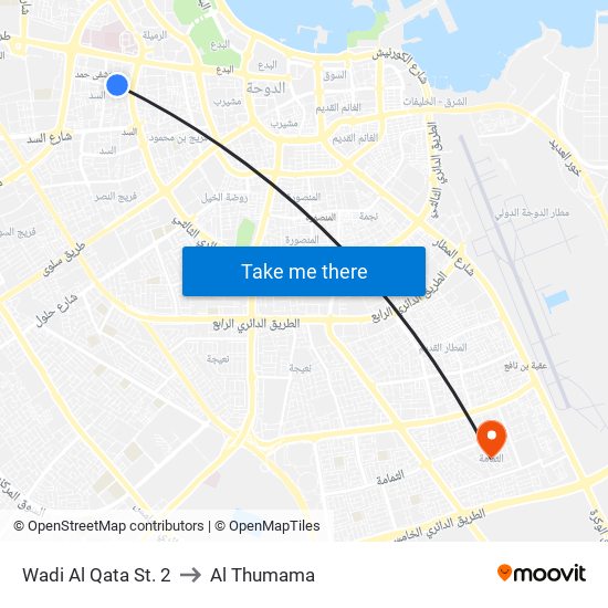 Wadi Al Qata St. 2 to Al Thumama map