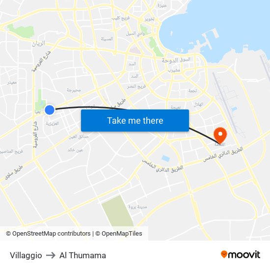Villaggio to Al Thumama map