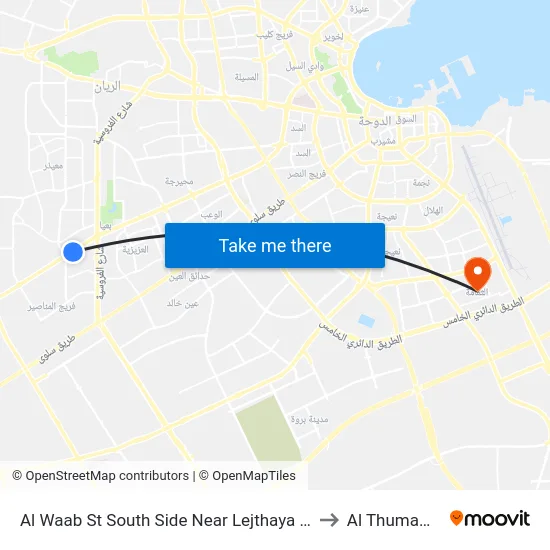 Al Waab St South Side Near Lejthaya St to Al Thumama map