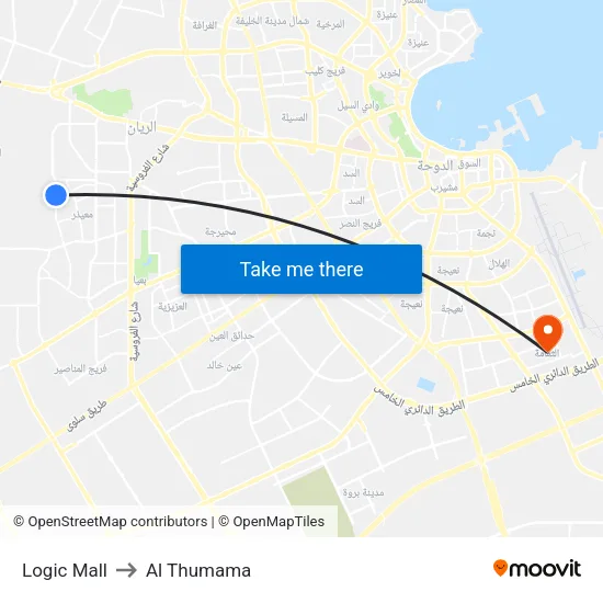 Logic Mall to Al Thumama map