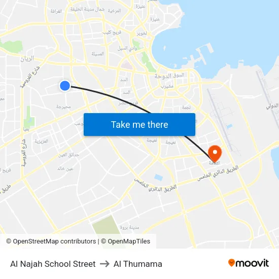 Al Najah School Street to Al Thumama map